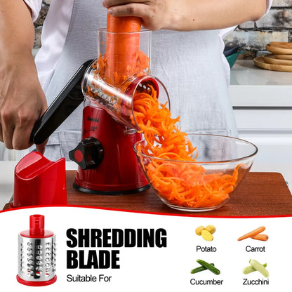 3 In 1 Manual Vegetable Slicer Rotary Cheese Grater Shredder