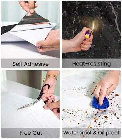 Marble And Foil Sheets Self Adhesive Waterproof Anti Oil and Heat Resistant Pvc Glossy Sticker/ wallpaper for kitchen