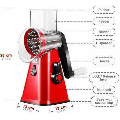 3 In 1 Manual Vegetable Slicer Rotary Cheese Grater Shredder